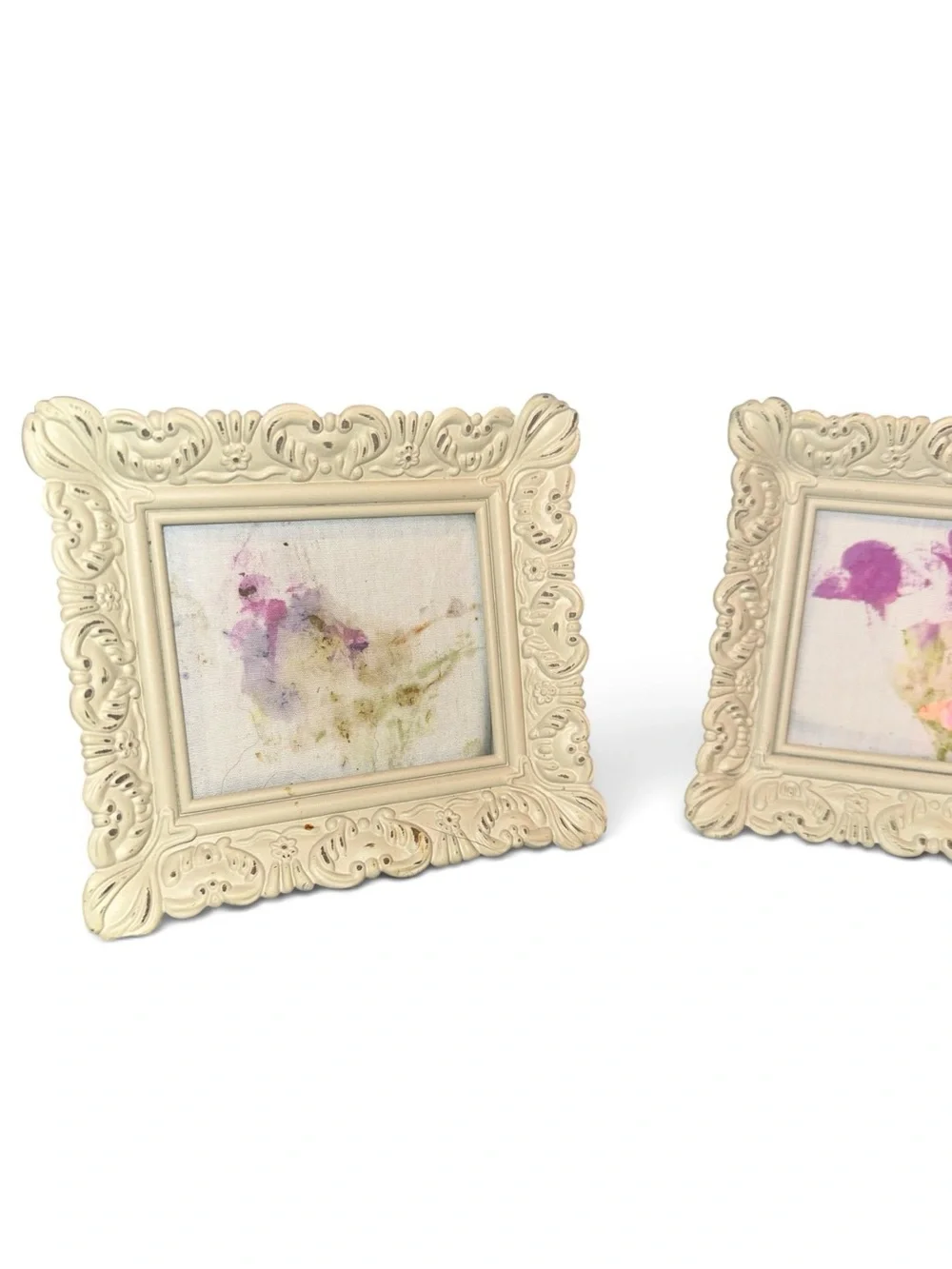 Set of 3 art dye mini prints with glass frames